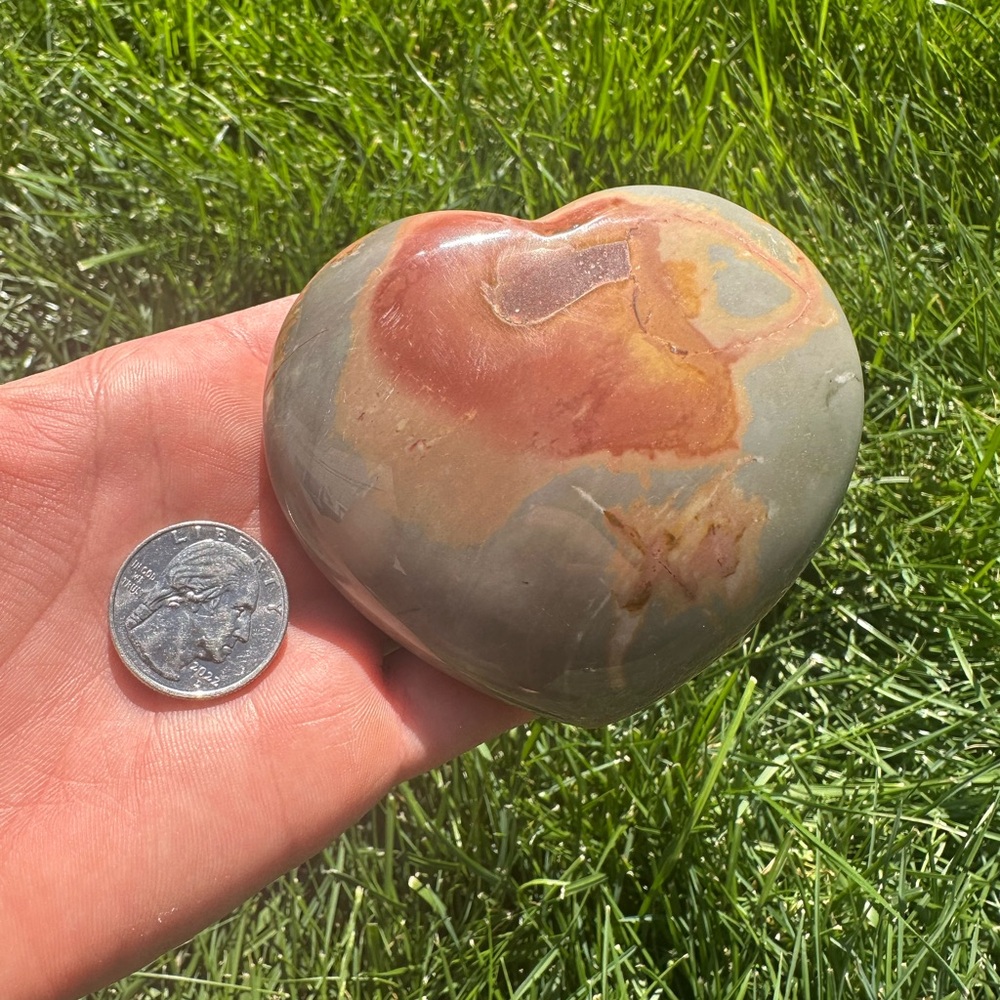 Heart-Shaped Polychrome Jasper from Madigascar Stone Decor